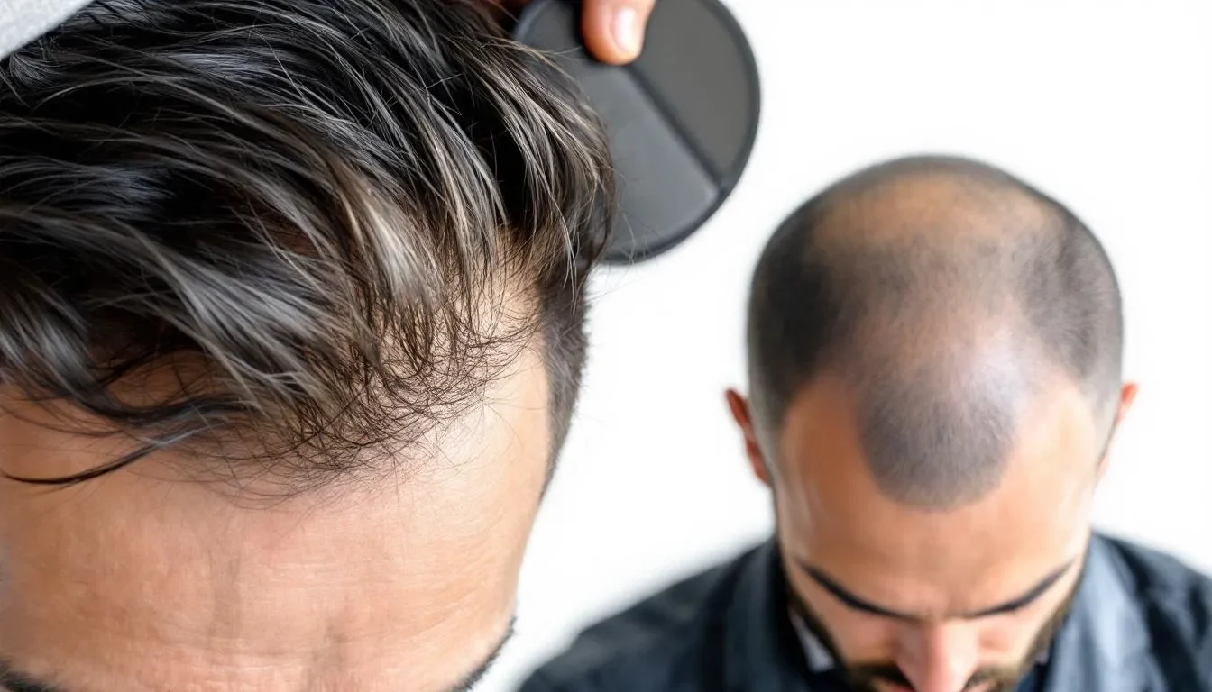 Un uomo che decide di curarsi i capelli a seguito della caduta di capelli